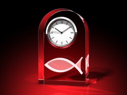 Fisch / ICHTHYS - Uhr, Glas rund – GLASFOTO.COM